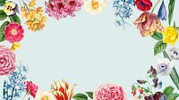 Colorful floral frame desktop wallpaper, botanical illustration