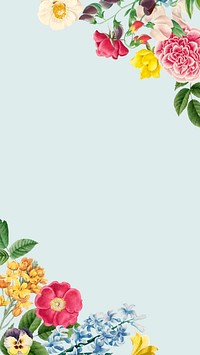 Floral mobile wallpaper, botanical border illustration