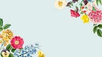 Colorful flower border desktop wallpaper, botanical illustration