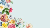 Colorful flower border desktop wallpaper, botanical illustration