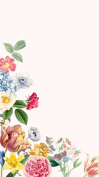 Floral border mobile wallpaper, botanical illustration