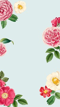 Floral border mobile wallpaper, botanical illustration