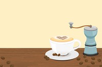 Coffee shop illustration, yellow background