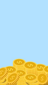 Coin stack iPhone wallpaper, money illustration blue