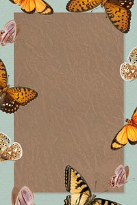 Brown butterfly border frame background
