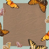 Brown butterfly border frame background