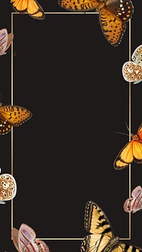 Butterfly frame black iPhone wallpaper