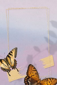 Butterfly frame purple gradient background