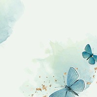 Watercolor green butterfly border background
