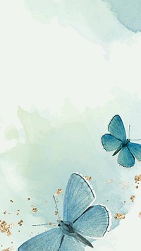 Watercolor green butterfly  iPhone wallpaper