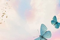 Watercolor pink butterfly border background, gradient design