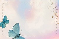 Pink watercolor butterfly border background, gradient design