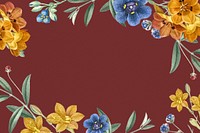 Floral frame background, red design