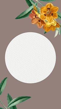Floral frame iPhone wallpaper, brown design