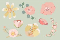 Pastel flower, spring clipart cute vector illustration