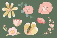 Pastel flower, spring clipart cute vector illustration