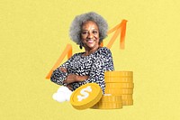 Retirement investment collage, yellow design