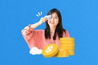 Cloud online banking collage, blue design