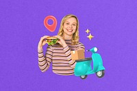 Food delivery collage, purple design