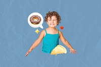 Kid food lover collage, blue design