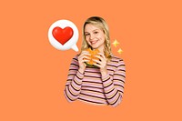 Girl food lover collage, orange design