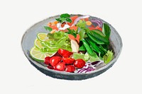 Healthy salad, food illustration, collage element psd