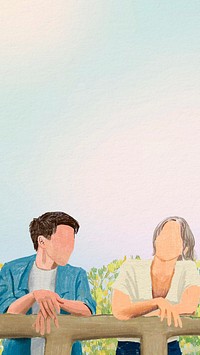 Couple illustration iPhone wallpaper