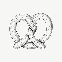 Pretzel vintage illustration, design element psd