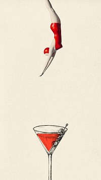 Vintage cocktail iPhone wallpaper, beige design