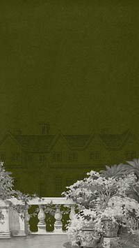 Vintage balcony border iPhone wallpaper, green design