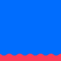 Dark blue background, red wave border