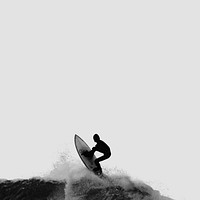 Surfing man border background, gray design