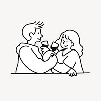 Doodle couple drinking wine illustration vector