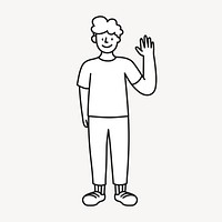 Doodle man waving illustration vector