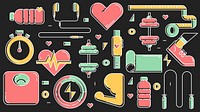 Fitness, health & wellness icons collection vector