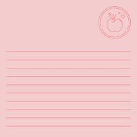 Pink apple lined paper, diet log vector