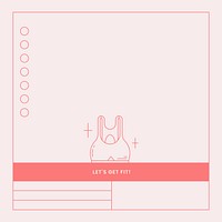 Fitness activity log table, pink line art design vector