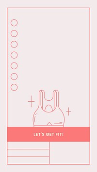 Fitness activity log table, pink line art design vector