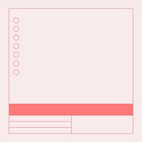 Pink activity log table frame, minimal line art design vector