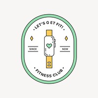 Fitness club logo badge, line art design vector