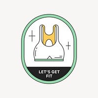 Let's get fit logo badge, line art design vector