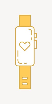 Smartwatch health tracker, wellness line art illustration vector