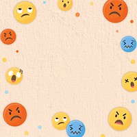 Angry emoticon frame background, cement textured design