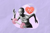 Running black woman, purple design, exercise 3D remix