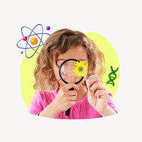 Young girl, science education 3D remix