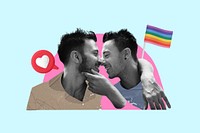 Gay man love, lgbt design on blue design, 3D remix