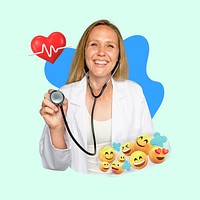 Female doctor, smile, healthcare 3D remix