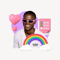 Black man, pastel design, lgbtq 3D remix