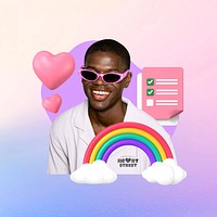 Black man, pastel design, lgbtq 3D remix