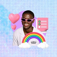 Black man, pastel design, lgbtq 3D remix